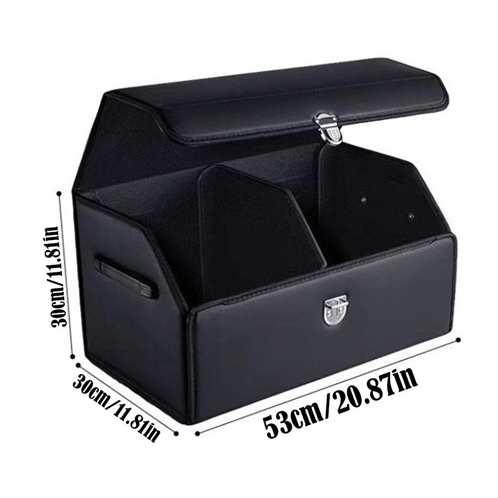 Durable Multi-purpose Car Trunk Storage Vehicle Organizer with Lock PU Leather Car Storage Box Foldable Auto Bag
