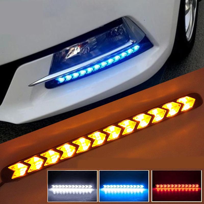 2pcs LED Daytime Running Light Car turn signal Driving lights flowing sequence light bar fog lamp Headlight Auto Universal 12V