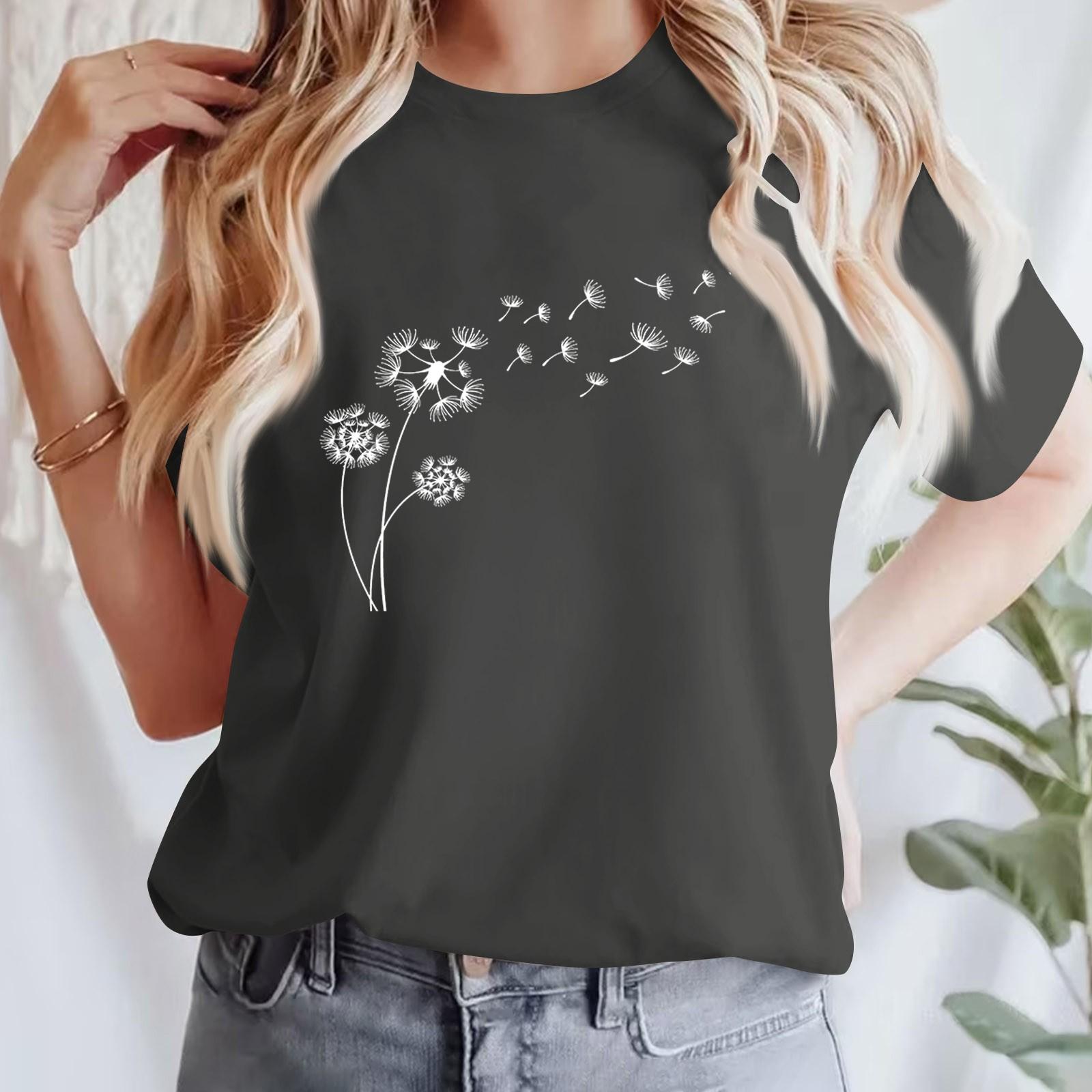 

Жіноча повсякденна футболка з принтом і круглим вирізом, пуловер з короткими рукавами XXXL