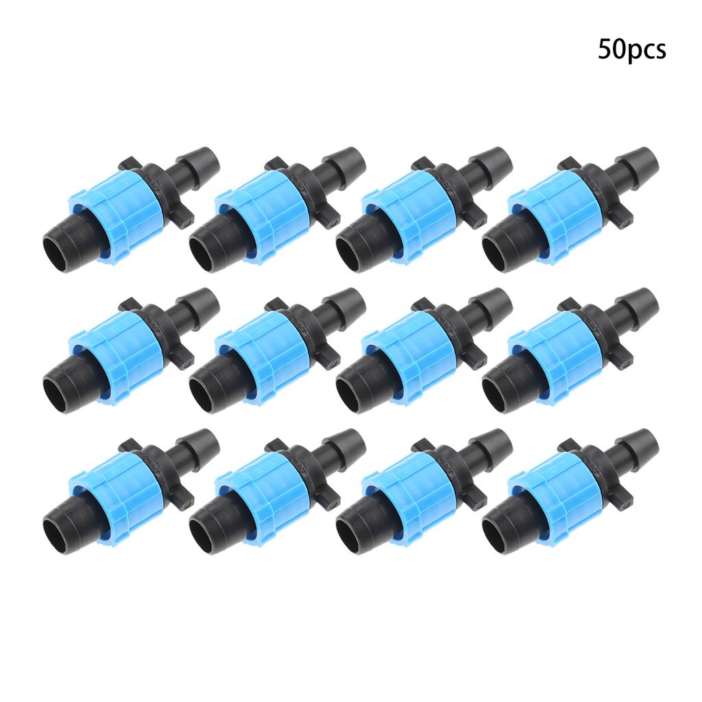50Pcs Drip Tape Connector Irrigation Tubing Fittings Twist Locks 1/2" Barb for 5/8" Drip Tape Sprinkler Fits Garden Flower Beds