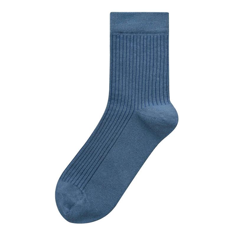 Cotton Socks, All-cotton Men's Business Mid-calf Socks, Anti-odor, Sweat-absorbing, Strip, Autumn Pure Cotton Long Socks