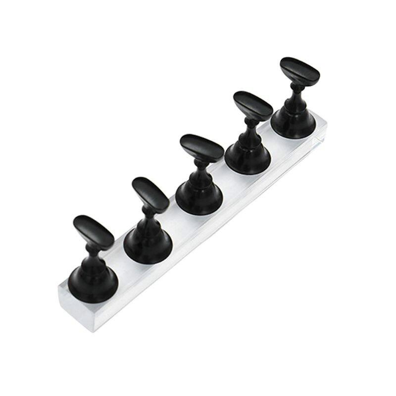 1Set False Nail Tips Practice Trainning Display Stand Holder Base Alloy Crystal Nail Art Polish Display Manicure Tools