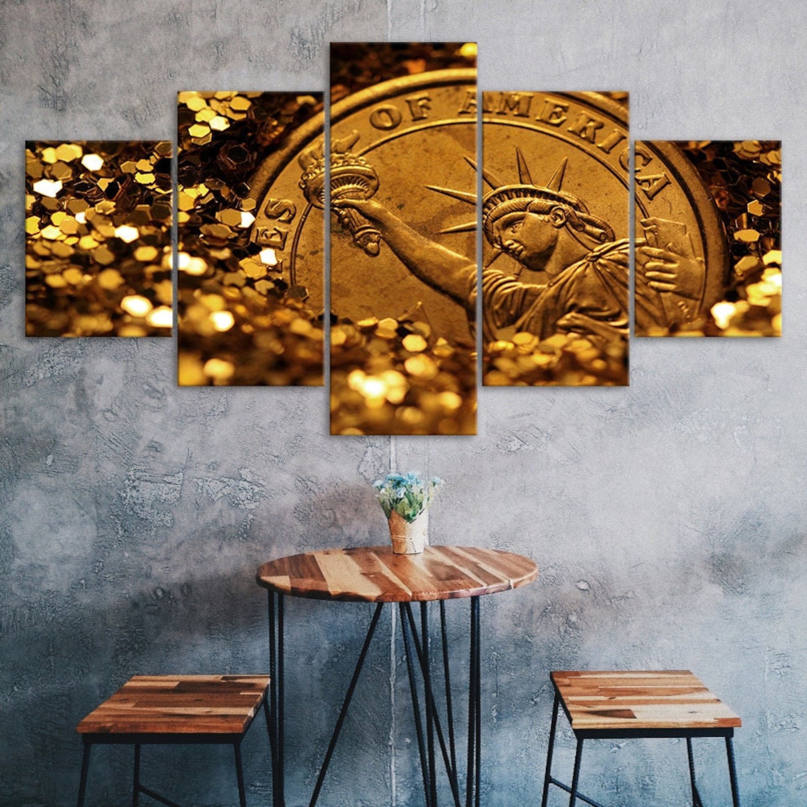 

Statue Of Liberty Coins One Dollar Canvas 5 Piece Five Panel Wall Print Modern Art Poster Picture Home Decor Gift For Him For Her 20x35 20x45 20x55cm