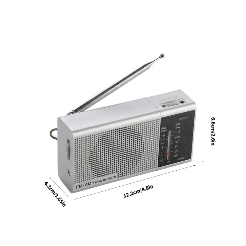 Mini Portable FM AM Radio with Frequency Window & Build In Loudspeaker Easy to Carry for Elderly Battery Power