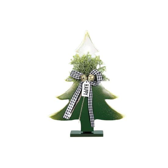 Yousheng Wooden Christmas Tree Decor 5-10 Inch Farmhouse Table Centerpiece with Bell Ornaments Rustic Holiday Display for Mantel And Dining Table