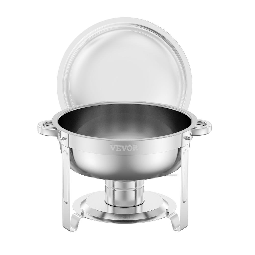 5 Qt 4 Pack Round Chafing Dish Buffet Set Full-Size Pan Stainless Steel
