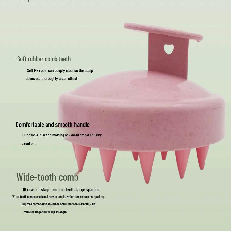 Wheat Straw Shampoo & Scalp Massage Brush Set for Hair Dyeing and Rinsing