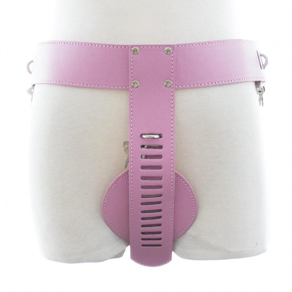Pink PU Leather Chastity Pants Restraint Toys for Couples