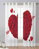 Valentine'S Day Red Flower Rose Heart White Sheer Curtains for Living Room Decor Window Curtains Kitchen Tulle Voile Curtains