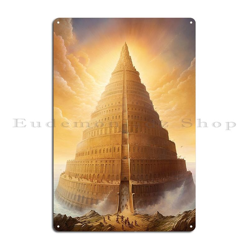 Walking The Tower Of Babel Babylon Amongst Clouds Gustave Dore Bible Tour De Babel Metal Pub Plaques Designing Tin Sign Poster