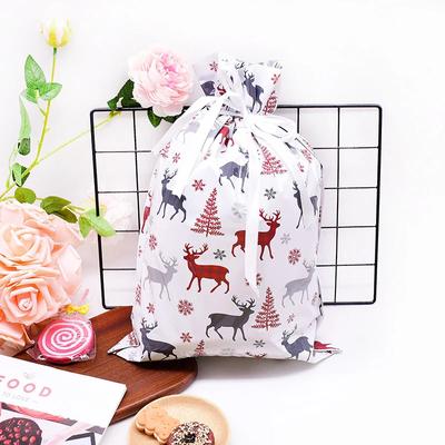 Merry Christmas Drawstring Gift Bag New Year 2024 Large Candy Cookie Packaging Bag Navidad Christmas Home Decoration Gift Bags