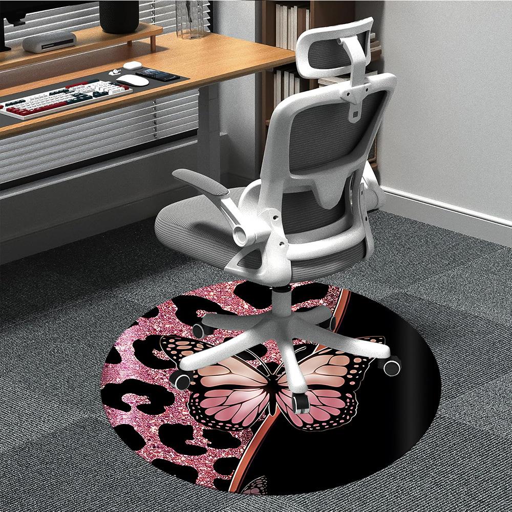 

1pc Butterfly Leopard Pattern Chair Carpet for Office, Non-slip, Soft and Durable Office Rug for Decoration, Perfect for Office yy260105026 80cm by 80cm