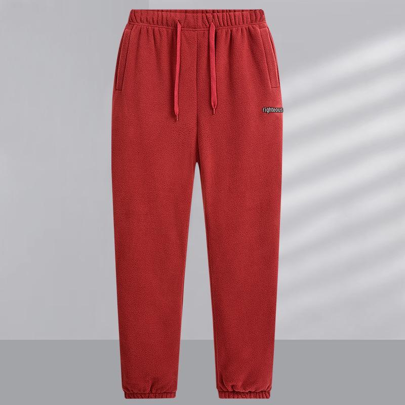 

Men’s Spring/Autumn Fleece Sports Pants: Outdoor, Warm, Plus Size, Casual Trousers 3XL вино красного