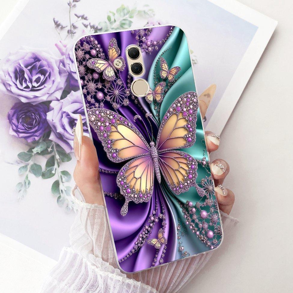 For Huawei Mate 20 Lite Case Cover Transparent Cute Fashion Butterfly Funny Painted Casing For Huawei SNE-AL00 SNE-LX1