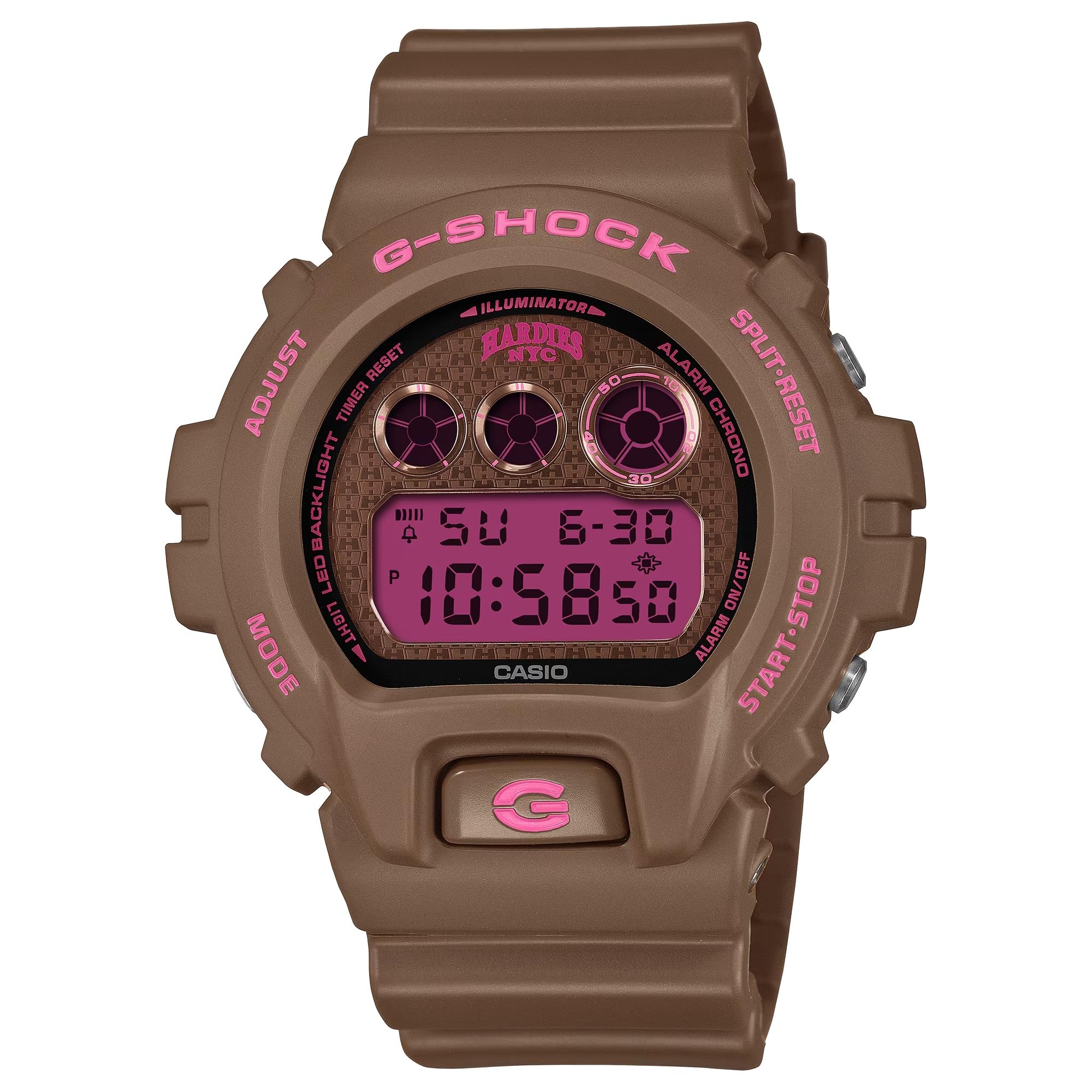 Casio G-SHOCK x HARDIES NYC DW-6900HH-5 Мужские Цифровые Часы Ограниченной Серии, Модель Сотрудничества, Водонепроницаемость 20 АТМ, Коричневый коричневый