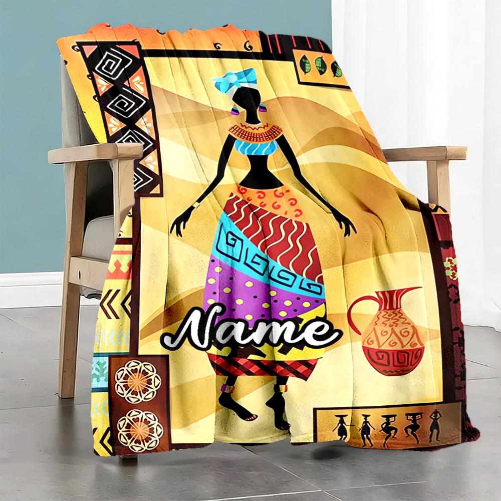 African Culture Customize Your Name Blanket Throw Customizable Blanket Comfortable Suitable for Livingroom Office Living Room Seaside for All Occasion