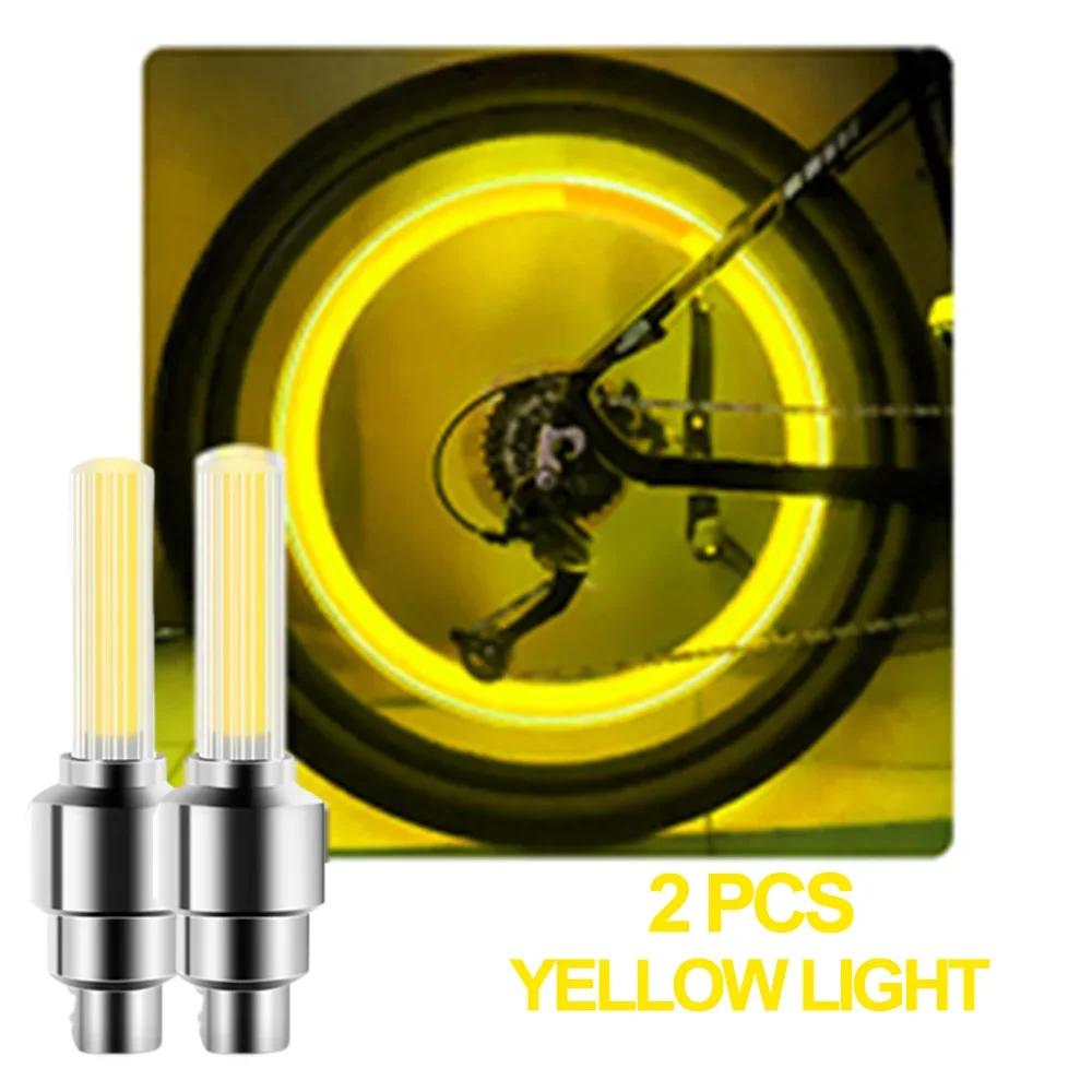 2Pcs Motorcycle Wheel Neon Light LED Motion Sensor Waterproof Decorative Light Car Bicycle Wheel Tire Nozzle Valve Cap Light