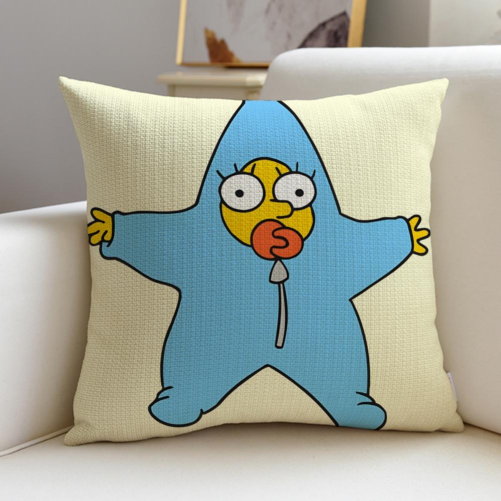 Iconic TThe SimpsonsS Cushion Cover Breathable and Skinfriendly Linen Pillowcase Square Removable and Washable Cushion