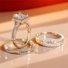 Crystal Female White Zircon Ring Set Fashion Vintage Gold Color Bridal Wedding Engagement  For Women