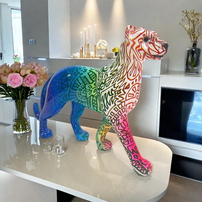 New Walking Leopard Ornaments Bedroom Office TV Cabinet Home Statue Craft Living Room Decoration