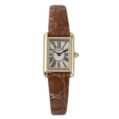 

Женские солнечные часы LCREA PARALLELA, Сделано в Японии, Золотые с ремешком из натуральной кожи крокодила, LC2101-GPCMO