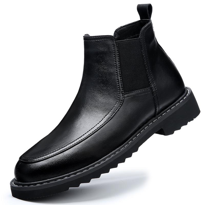 2025 autumn and winter new black Martin boots leather mid-tube Chelsea boots premium short boots men's casual leather boots