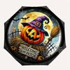 Halloween Decorative Plate with Witch Hat PumpkinDesignUmbrella, Portable 3-Fold Compact Umbrella for Men & Women Gift
