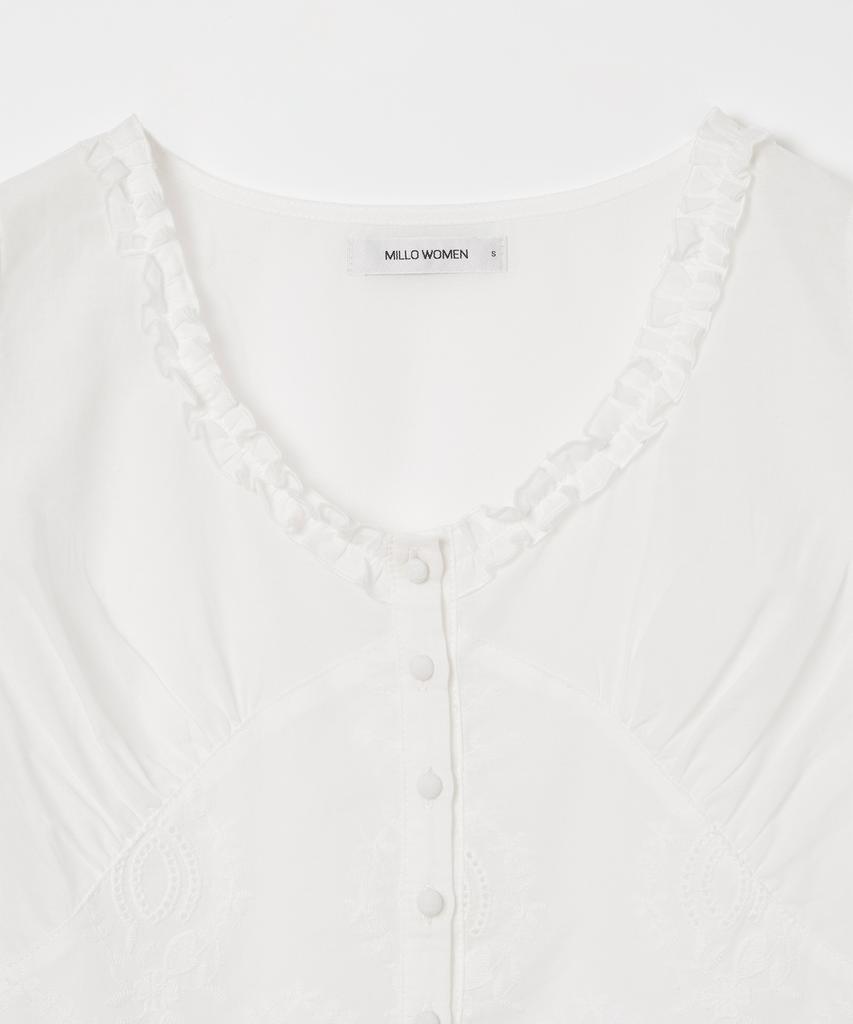 MILLO WOMEN Scallop Lace Blouse [White]