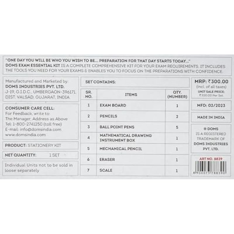 

DOMS EXAM Essential KIT, REQUIRED Legal Size красный