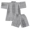 Jinbei Set and Made with Japanese Hemp Leaf 130cm Boys' (Top Bottoms) Fabric, 100% Cotton, Pattern, Black,