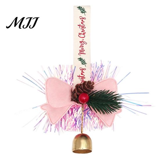Holiday Party Supplies Christmas Ornament, Sock Shaped/Tinsel Bell Hanging Decoration with Pine Branch Fabric Stocking Pendants Red Berry, Bow Pendant