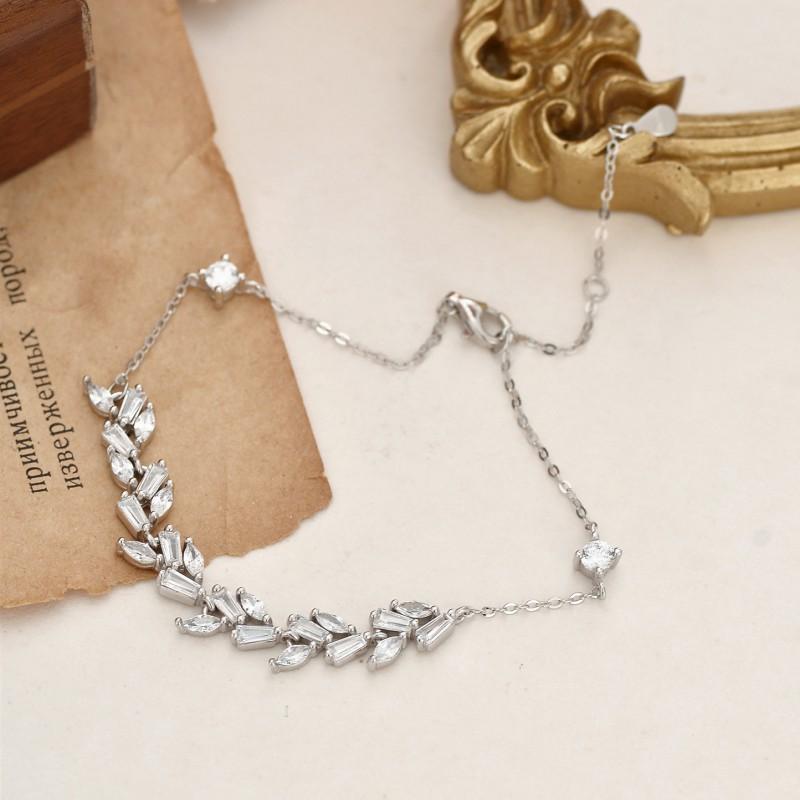 Sterling Wheat Pendant Bracelet Women Lightweight Luxury Floral Design Minimalist Friendship Jewelry