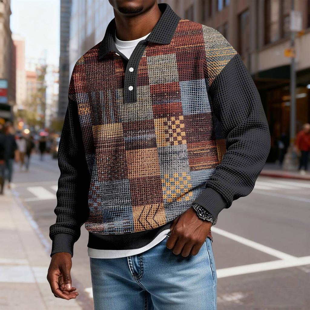 Men's Casual Loose-fitting Top Button-down Collar Long Sleeves