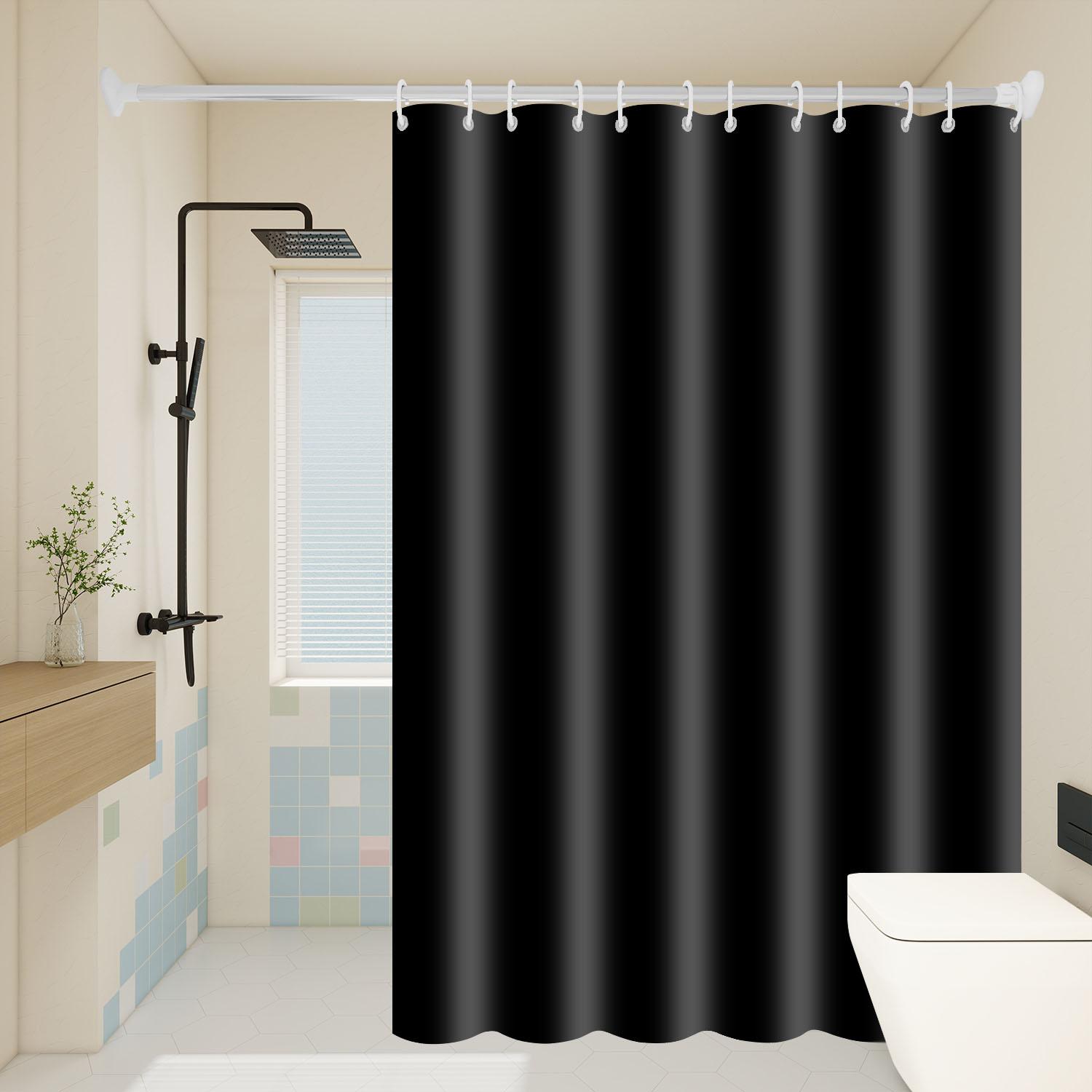 

1Pc Minimalist Black Shower Curtains, Basic Soild-Color Waterproof Bathroom Accessories W60H190(CM)-1 Pcs