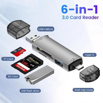 6 In 1 Card Reader USB3.0 To Type C Micro USB Universal OTG Adapter Multifunctional Adapter SD TF High-speed Transmission