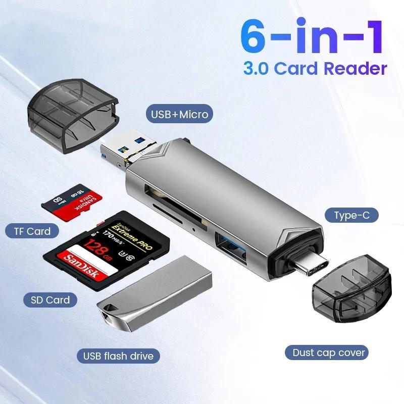 

6 в 1 кард-ридер USB3.0 на Type C Micro USB Универсальный адаптер OTG Многофункциональный адаптер SD TF Высокоскоростная передача