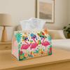 1pc Tropical Flamingo And Palm Leaf Tissue Box Cover - Bright Summer Design Suitable for Home, Bathroom Decor, Holder with Flamingo Leaf Pattern, Mult