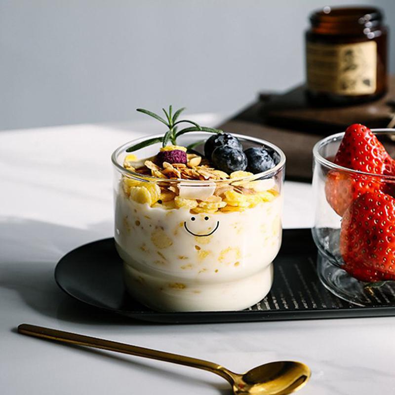 Sada 4 ks Skleněný pohár na pěnu, Pohár na pudink, Miska na dezertní dort, Pohár na želé, jogurt, pěnu, Pečicí pohár, Žáruvzdorný pohár na kávu, mléko