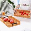 Woven Handheld Wicker Serving Tray Retro Style Imitation Rattan Fruit Plate  Kitchen Storage