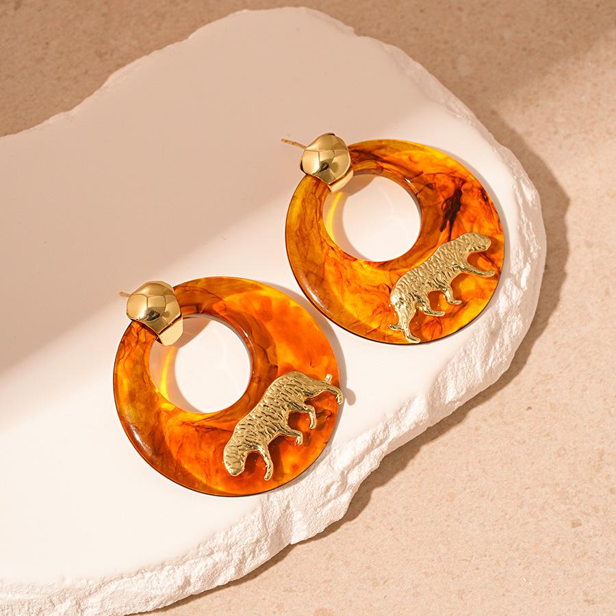 Смоляные кольца-обручи с эффектом Майяра, серебряные серьги-гвоздики  серебряная игла тигра , ретро-серьги с индивидуальностью