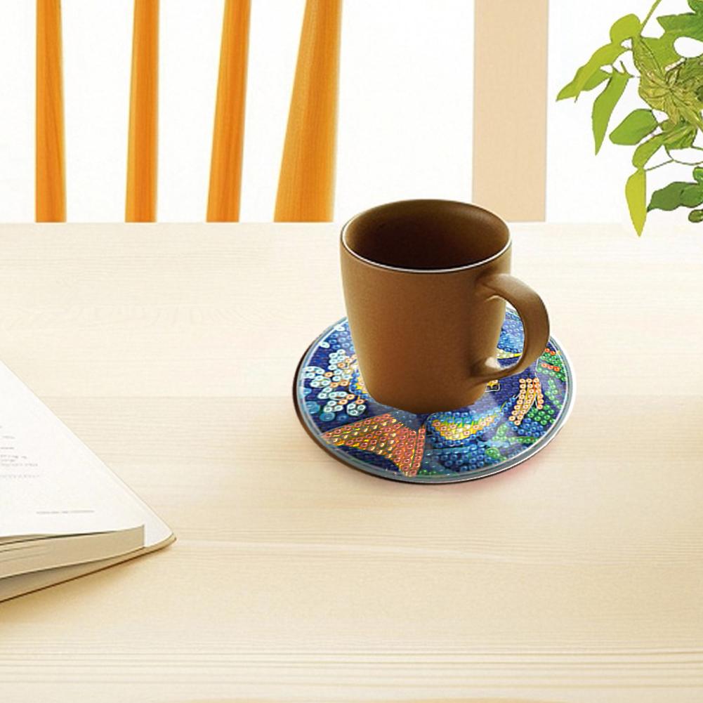 6 PCS Diamond Painting Coasters Kits Cute Animal Acrylic Diamond Painting Art Coaster Kit Cross Washable Sea Animal with Holder