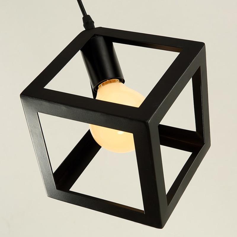 

Industrial Cube Metal Pendant Light Accessory, Loft Ceiling Lamp for Home, Bar, Cafe BlackCube#0