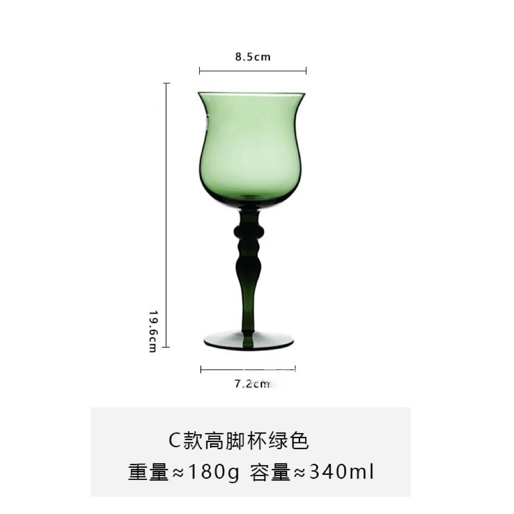 Medieval Goblet Champagne Wine Glass French Home Colored Vintage Vertical Green Cobalt Blue Amber Roman Column Wedding Wine Cup