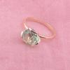 FJ Women Green Stone 585 Rose Gold Color Geometry Rings Zircon