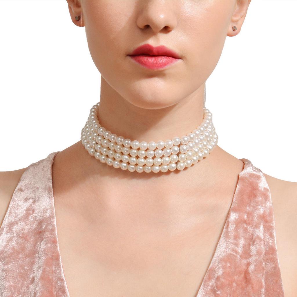 Gorgeous Multilayers Imitation Pearl Choker Necklaces for Women Jewelry Irregular Pearls Pendant Wedding Necklace 2019