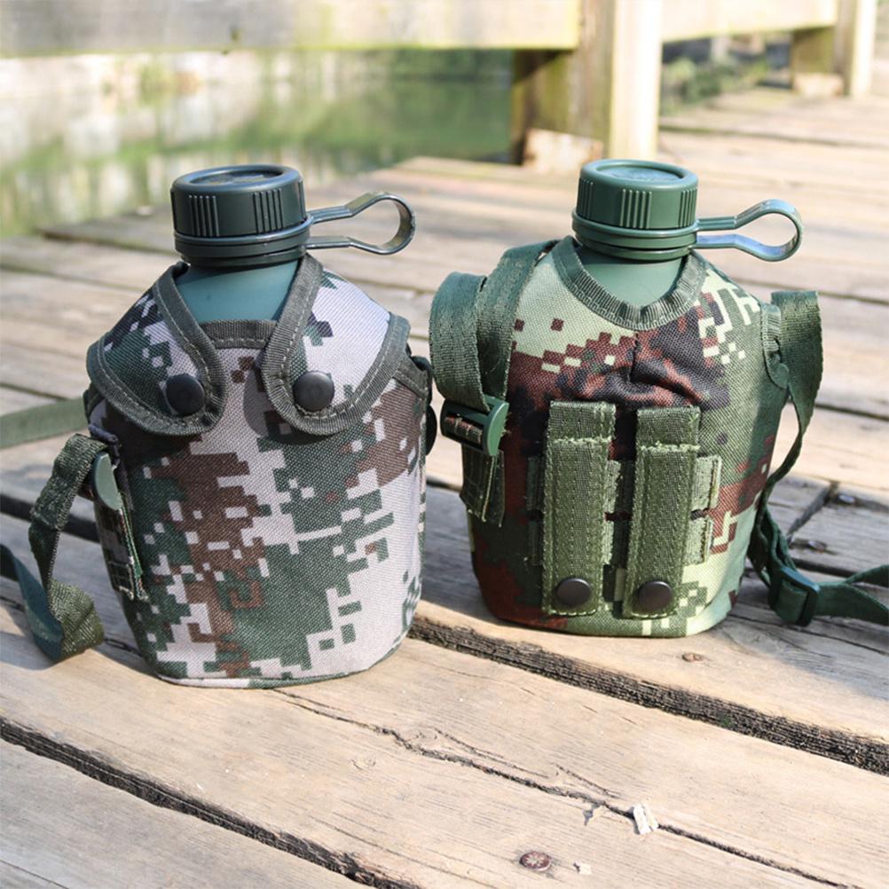 

1Set Camouflage Military Water Bottle Heavy-Duty Aluminum Alloy 1L Outdoor Canteen Camping Hiking Survival Kettle Bag Thermal other