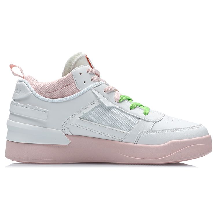 Li Ning CF New Series Classic Casual Non-Slip Lightweight Mid-Top Skate Shoes Women Sneakers White Pink AGCR112-1