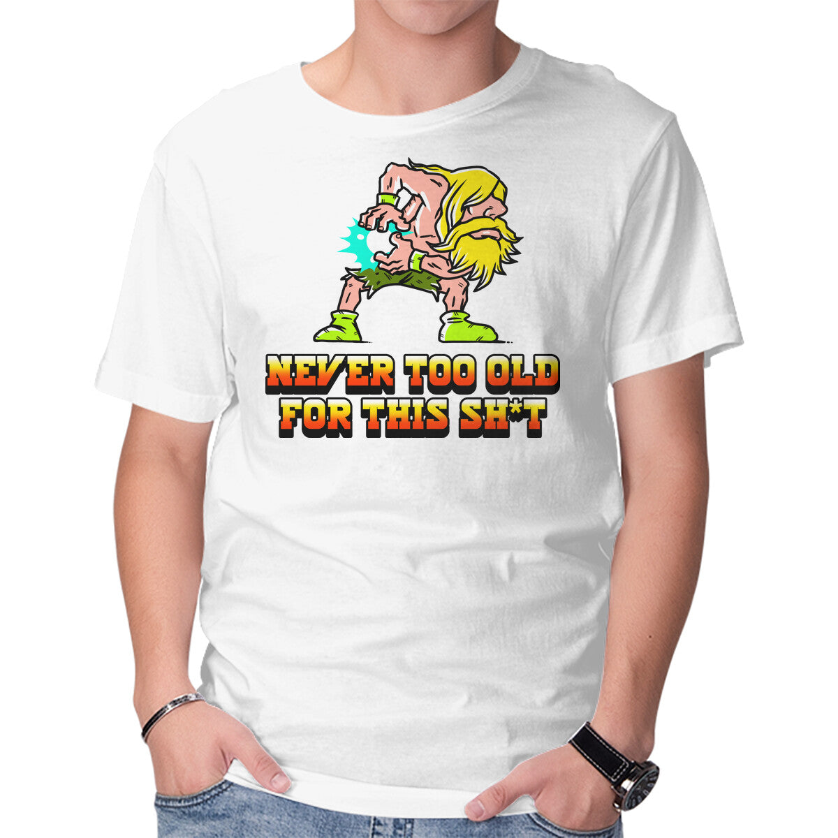 Unisex Crew Neck T-Shirt Never Too Old Graphic Short Sleeve Casual Tee S