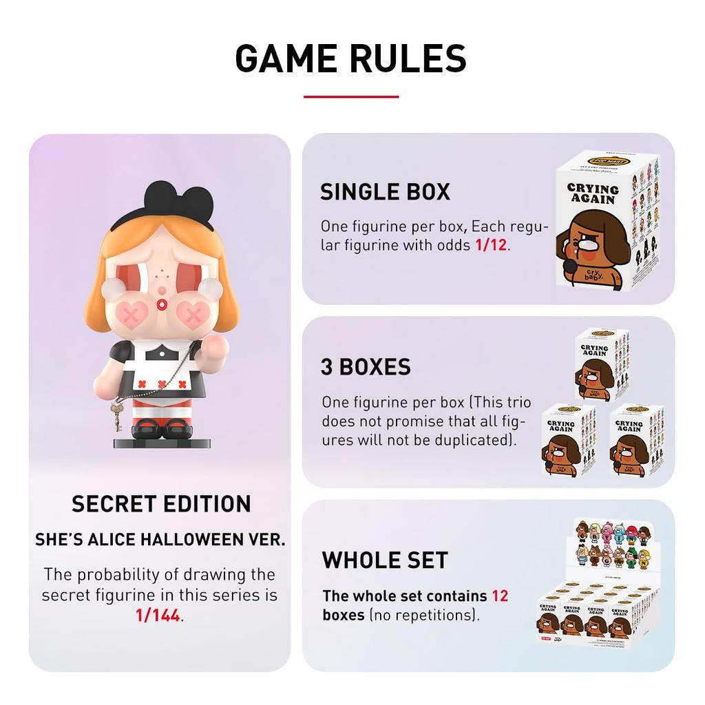 POP MART CRYBABY Crying Again Series Pop Mart Gachapon Blind Box Figure Plastic Model Premium Toy PVC Soft Vinyl Original Character Birthday Gift [1