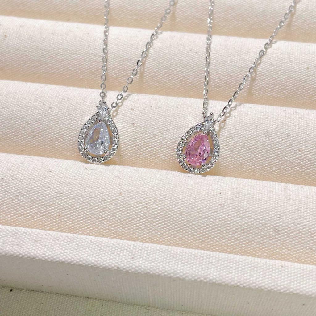 Color Zircon Water Drop Necklace Women Niche Inlaid Zircon Clavicle Chain